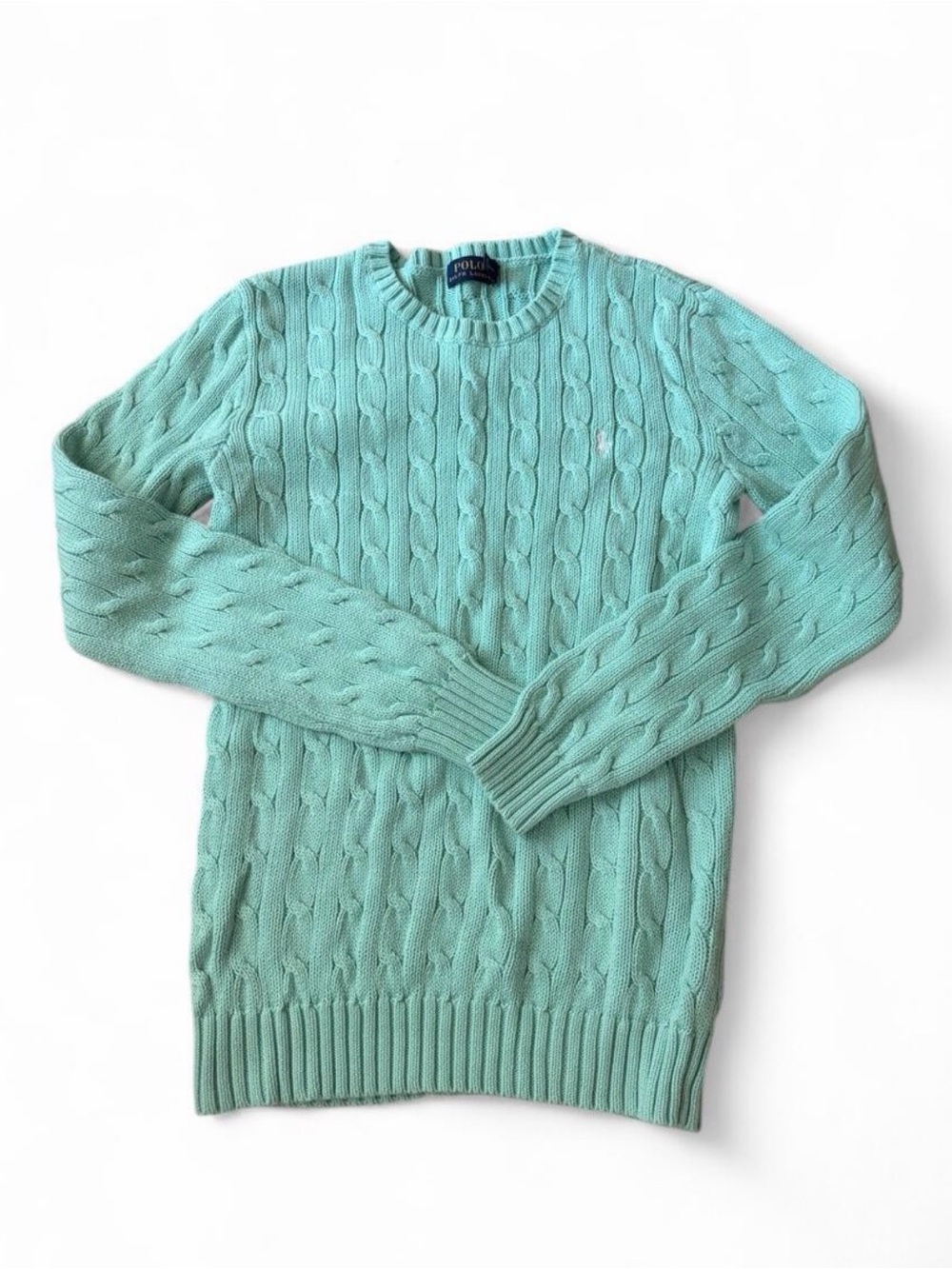 Polo Ralph Lauren Women's Mint Cable Knit Crewneck Sweater